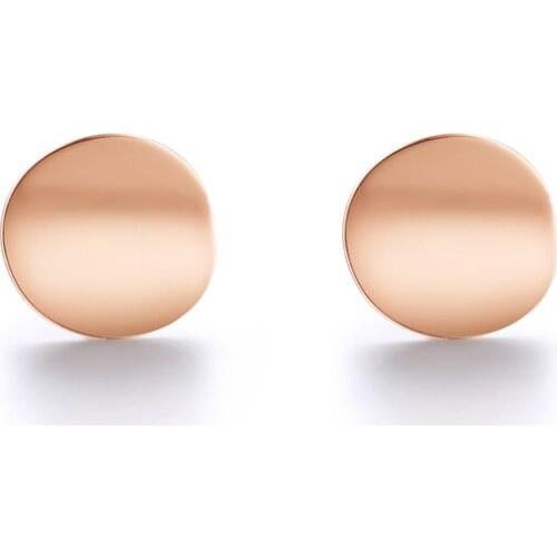 Hot sale Solid AU750 Rose Gold Stud Earrings Women Smooth Round Stud Earrings 1.2g