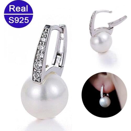 Red Trees Brand Real 925 Sterling Silver Stud Earrings For Women Fashion Shell Pearl Earrings Stud Drop Shipping With Box