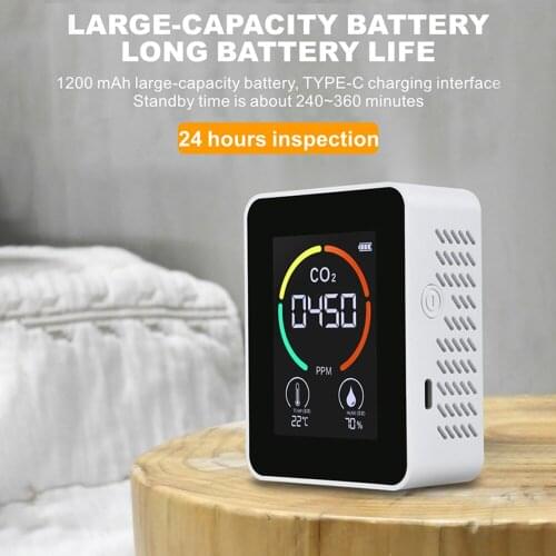 Desktop CO2/Temperature/ Humidity Air Quality Detector Monitor Indoor/Outdoor CO2 Tester LED Colorful Screen Display