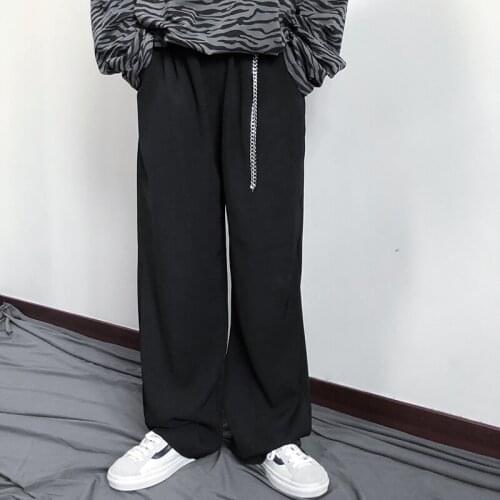 GOOHOJIO 2020 New Vintage Harajuku Pants for Couple All-match High Waist Men Trousers Autumn Fashion Wide Leg Casual Pants Man