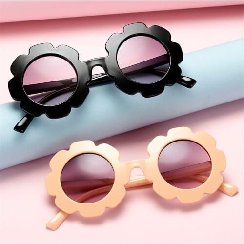 New Childrens Sun Flower Sunglasses Cute Baby Comfortable Dazzling Sunglasses Round Frame Flower Petal Glasses