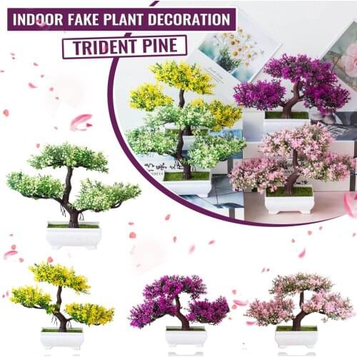 Excellent Decoration Trigeminal Small Cui Simulation Plant Ornaments Bonsai Potted Plantsa Maintenance-freerealistic Appearance