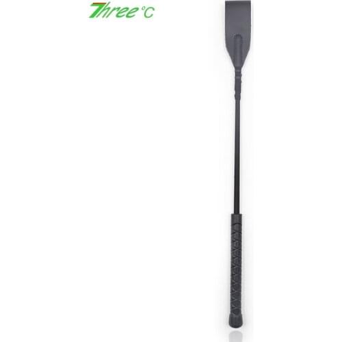 45CM Black PU Leather Spanking Paddle Sex Toys Plastic Handle Long Whip Flirting BDSM Slave Bondage Flogger For Couple Sex Game