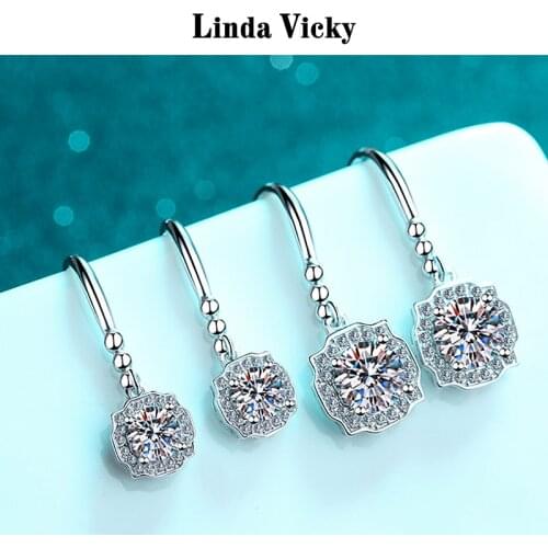 Perfect Cut Moissanite Ear hook Girl Luxury Earrings Diamond Stud Plated Pt950 Platinum S925 Sterling Silver Eardrop Jewelry