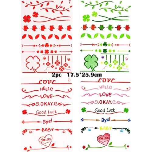 Stencil Leaf Alphabet Dividing Line Painting Template Diy Embossing Craft Accessories Sjablonen Reusable Office School Supplies
