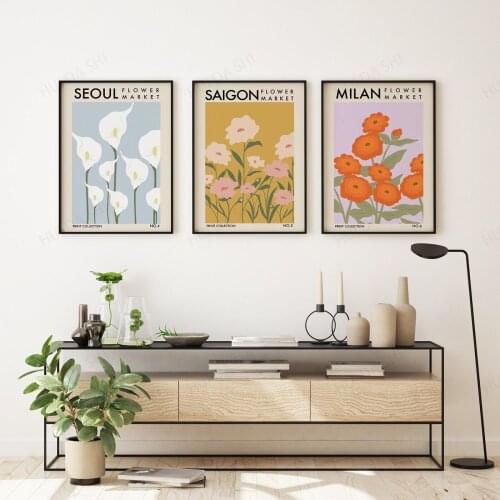 Flower Market Vintage II Wall Art, Flower Market Wall Decor, Canvas Posters, Floral Artwork, Vintage Art, Botanical Prints