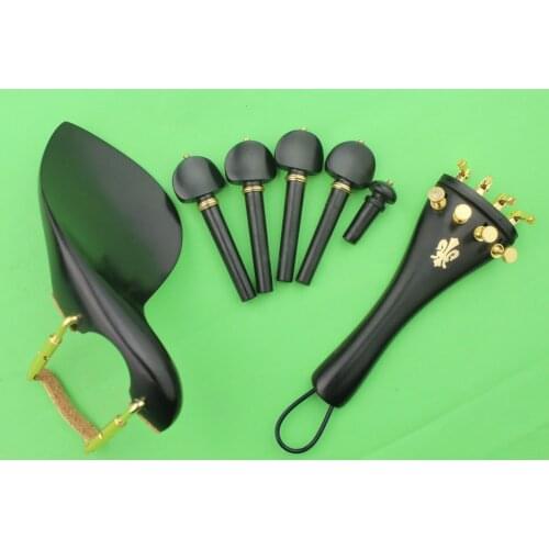 High quality New ebony violin parts 4/4, pegs, tailpiece, chinrest, endpin