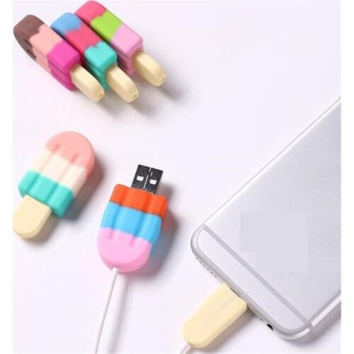Cable Bite Ice Cream Protector For Winder Iphone Charging Cord Cable Buddies Cartoon Cable Biter Phone Holder Accessory