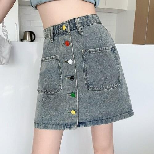 Mini Korean Style Fashion WomenS Clothing Vintage 2021 Casual Denim High Waist Skirts Female Jeans Harajuku