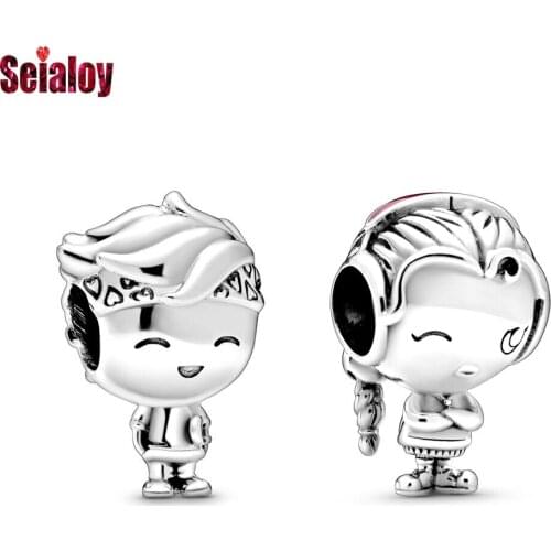 Seialoy New Fashion Headphones Girl Silver Color Young Boy Charm Beads Fit Bracelet & Necklace Jewelry Accessory Women Beaded