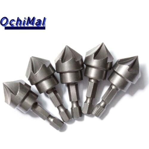 1Pc 90 Degree Countersink Drill Chamfer Bit 1/4" Hex Shank 6 Flute Bevel Cutting Deburring Drilling Woodworking Remove Burr Tool