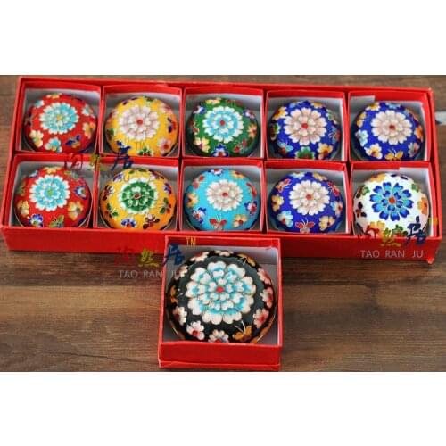 Wholesale 10PCS New Beijing Cloisonne Enamel Craft Home Decoration Souvenir Jewelry Box 2 inches