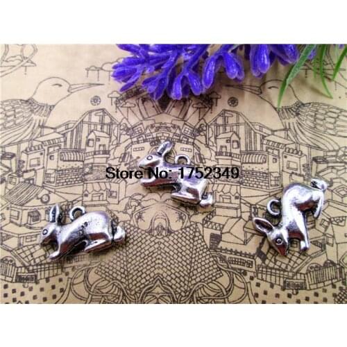 10pcs--Antique Silver Lovely The Fat Rabbit Charms Pendant 5x13x20mm
