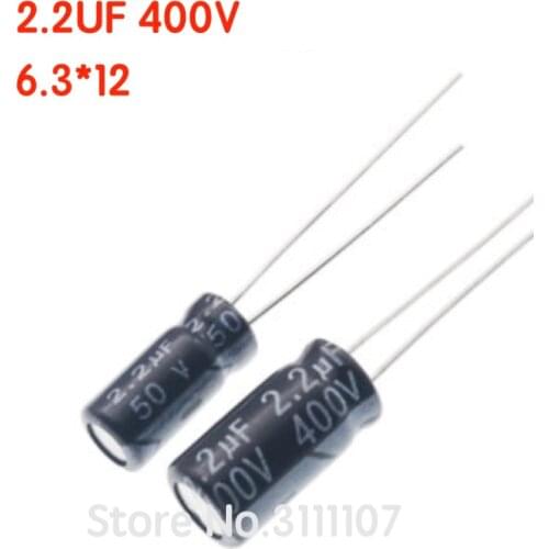 20PCS/LOT 2.2UF 400V 6.3*12 Aluminum electrolytic capacitor Electrolytic Capacitor 400v 2.2uf 100%NEW
