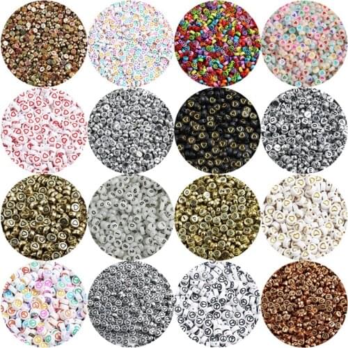 4x7mm Mix Letter Acrylic Beads Round Flat Alphabet Digital Loose Spacer Beads For Jewelry Making Diy Bracelet Necklace Wholesale
