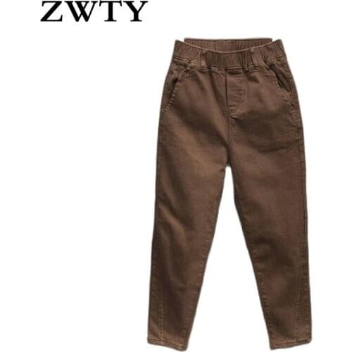 ZWTY New Arrival Spring Autumn Elastic Waist Casual Pants Women Are Thin Wild Harem Pants Korean Style Loose Feet Cropped Trous