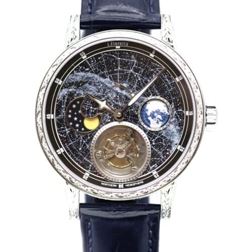 2021 Tourbillon Mechanical Mens Watch Fashion Super Starry Sky Moon Phase Luminous Sapphire Men Watch Skeleton Tourbillon Watch