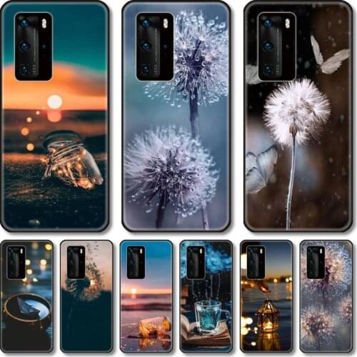 Dandelion and Drift bottle Phone Case For Huawei P 40 30 20 10 9 Smart 2019 Lite E Pro Plus black cell shell