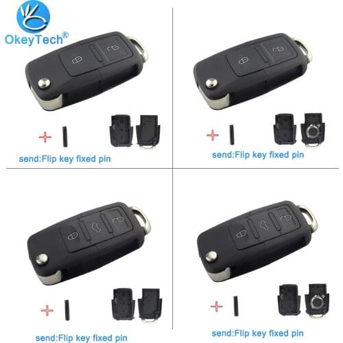 OkeyTech For VW Volkswagen MK4 Bora Golf Passat Polo Bora Touran For Seat Skoda Key Shell 2/3 Button Flip Fold Car Key Case Fob