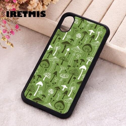 Iretmis 5 5S SE 2020 Phone Cover Case for iPhone 6 6S 7 8 Plus X Xs XR 11 12 Mini Pro Max Rubber Silicone Mushrooms In Green