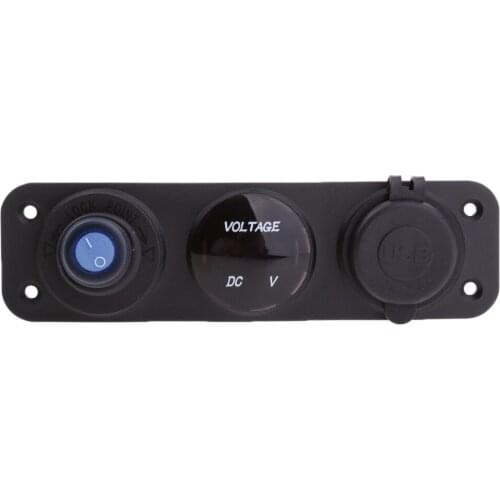 Black Dual USB Car Marine Rocker Led Switch Panel Circuit Breaker