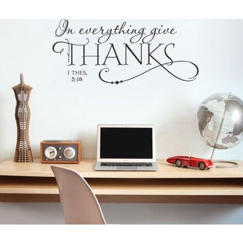 Black English Quote Everything Give Thanks Wallpaper Wall Sticker Art Decals Home Decoration for Living Room Bedroom JG108