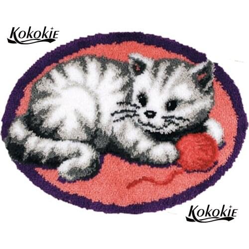 Diy tapijt latch hook rug cartoon printing vloerklee handwerken knooppakket crochet needle for carpet embroidery Handmade decor