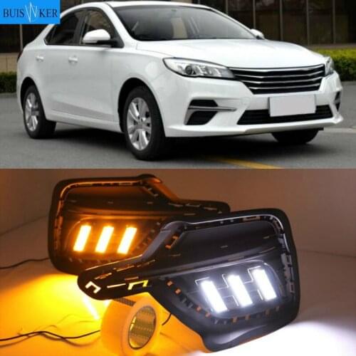 For Roewe 360 Plus 2018 LED Daytime Running Lights DRL Fog Lamp with Yellow Turn Signal Lamp
