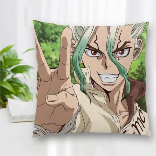Custom Double Sided Square Pillow Case Anime Dr. Stone Cushion Covers For Home Sofa Chair Decorative Pillowcases With Zipper