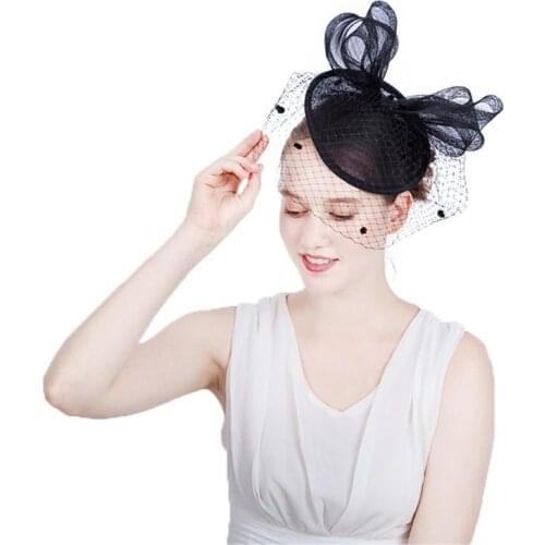 Flax Mesh Creative Bowtie Hat Bride Face Veil Wedding Photography Banquet Party Hair Accessories Simple Elegent Face Veil