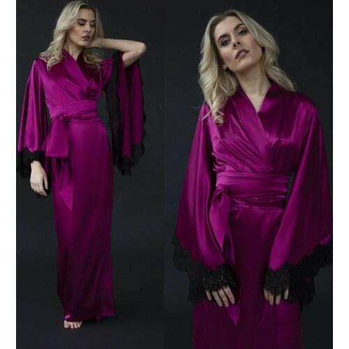 Purple Bridal Dresses V Neck Lace Belt Nightgown for Photoshoot Boudoir Lingerie Robe Bathrobe Nightwear Babydoll Robe