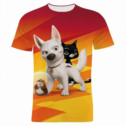 Disney Bolt Cartoon Anime Dog 3D Print Mens T-shirts Summer Short Sleeve Boy Girl Kids Tee Shirts Oversized Women Clothing