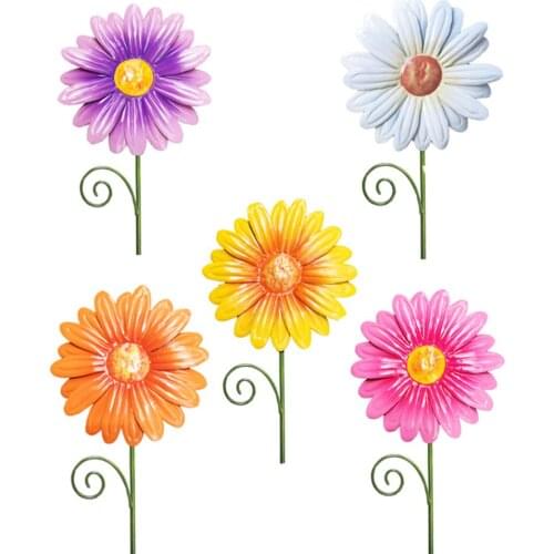 Wrought Iron Flower Pot Plug-in Sunflowers Daisy Stakes Yard Waterproof More Color Pathway Patio Ornaments Flowers To Decorate