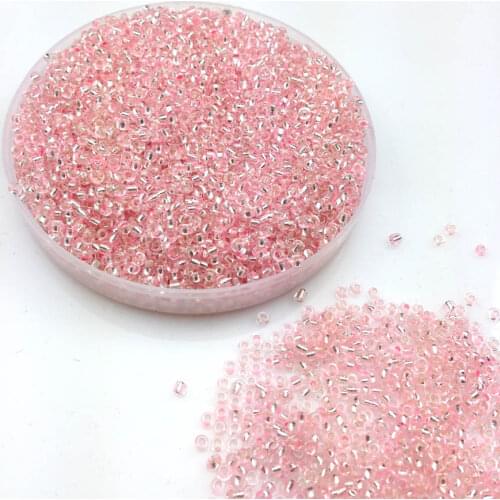 Lot 16g 1000pcs 2mm 12/0 Light Pink Silver Lined Round Loose Spacer Beads Cezch Glass Seed Beads Jewelry Making DIY Garment Bead