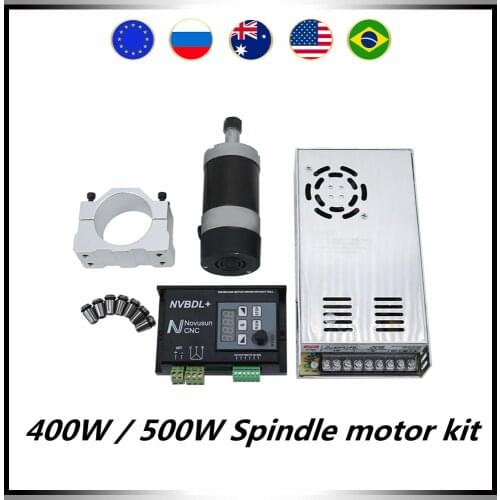 400W 500W Spindle motor Brushless Motor kit 1 pcs spindle motor+controller + power supply + spindle mount + 7 pcs ER11 collets