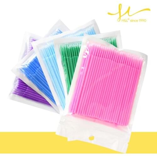 H&L 100PCS/Lot Disposable Eyelash Brushes Swab Microbrushes Eyelash Extension Tools Individual For Eyelash Extension Tools