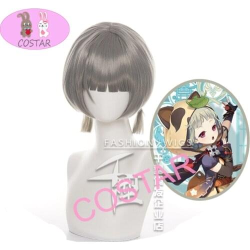 Game Genshin Impact Sayu Wig Women Girl Cosplay Ponytail Short Hair Heat Resistant Synthetic Halloween Props