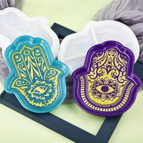 Palm Dish Plate Storage Tray Silicone Mold for DIY Resin Hand Of Fatima GodS Eye Crystal Epoxy Crafts Handmade Jewelry Tools