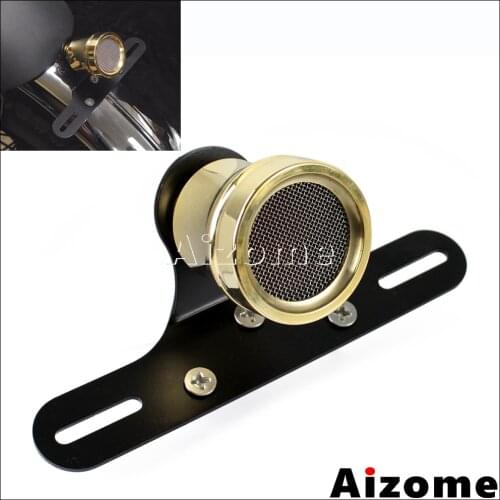 Motorcycle Whisky Brat LED Tail Light Brass Stop Lamp For Harley Cafe Racer Scrambler Mesh Grill Taillight License Plate Light