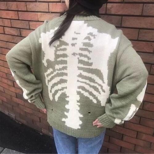 Loose Casual KAPITA Skeleton Bone Printing Sweatshirts Men Women Hole Vintage Green KAPITAL Sweatshirts Fashion Streetwear
