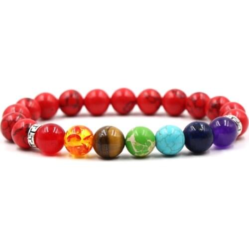 2019 Alloy T Spacer Accessories 10mm Natural Malachite 7 Chakra Elastic Beads Bracelet Bangle Jewelry Unisex