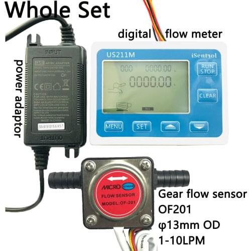 US211M Oil Flow Meter and Gear Flow Sensor OF-201 for Milk Diesel Oil Lubracant OD13mm barb 1-10L/min Honey Dijiang iSentrol