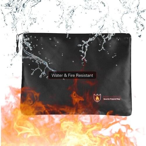 3Size Document Bag Fireproof Silicone Fiberglass Waterproof with Zipper Closure Storage for File Jewelry Valuables