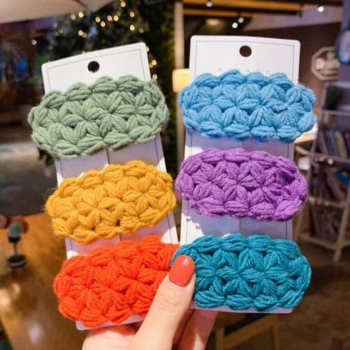 Autumn and Winter Children Cute Colors Knitting Ornament Hair Clips Girls Lovely Barrettes Hairpins Kids Sweet Hair Accessories