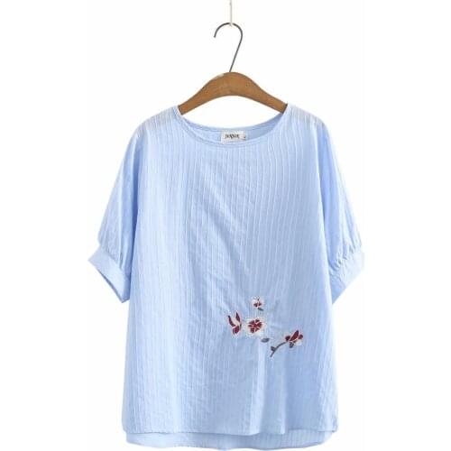 Plus size O-Neck short sleeve Jacquard embroidery women t shirt 2021 casual cotton summer ladies tshirts female T-shirts tops