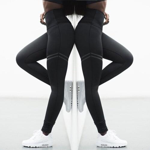 New Women Solid Color Yoga Pant Ankle-Length Fitness Legging Gym Workout Exercise Jogging Running Leggings Striped Sportswear