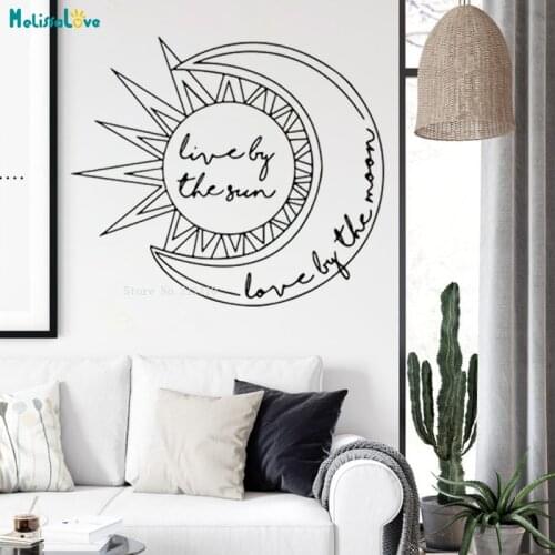 Live By The Sun Love By The Moon Quote Phrase Wall Sticker Vinyl Decal Self-adhesive Home Mural Art Décor YT5489