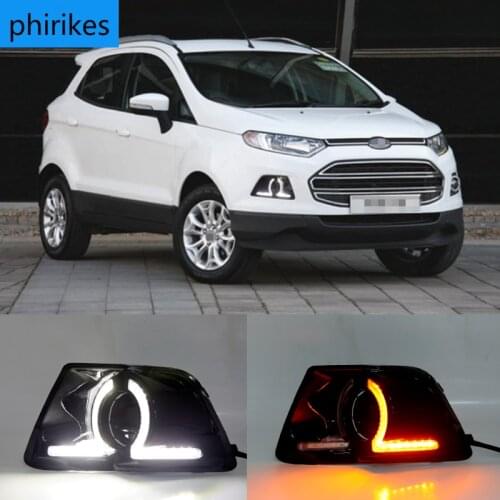 1 set LED DRL Daytime Running Lights Daylight yellow turn Fog Head white Lamp For Ford Ecosport 2013 2014 2015 2016