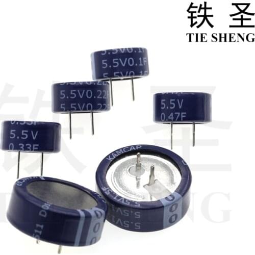 1PCS C type 5.5V Super capacitor 0.1F 0.22F 0.33F 0.47F 1F 1.5F Button Farad capacitor