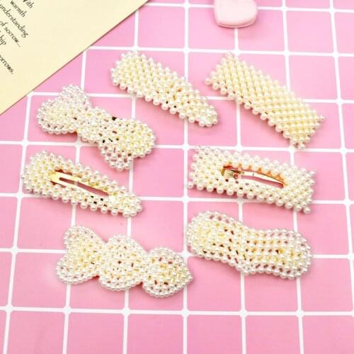 1PCS Brand New Pearl Hair Clip Women Hair Barrette Stick Snap Hair clips Wholesale Lots Salon Hairpin hair Styling Accessories